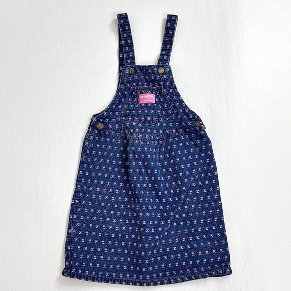 Vintage OshKosh B’gosh Denim Skirtall 6X Girls USA Made Floral Cute Americana - Picture 2 of 10